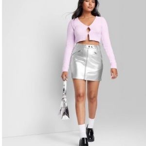 Silver Faux Leather Skirt - 2